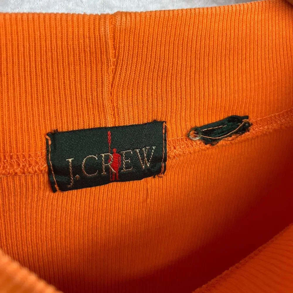 J.CREW Shirt Mens XL OAR Oarsman Ribbed Mock Neck Long Sleeve Cotton Orange VTG